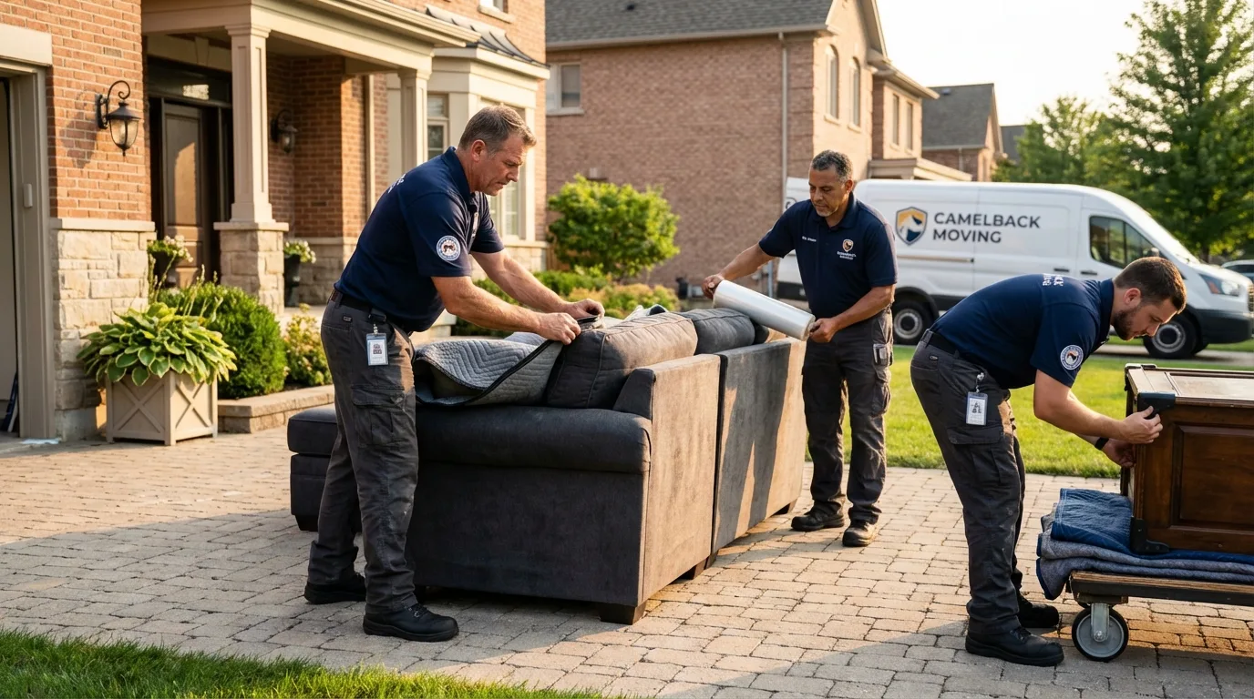 Large estate moving crew wrapping furniture in San Francisco, CA