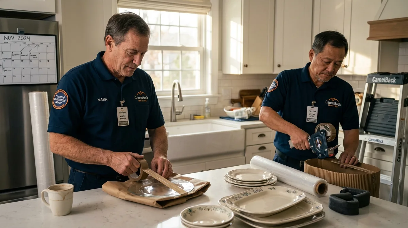 Professional crew packing kitchen dishware in San Francisco, CA